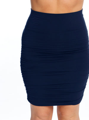 The Rouched Bamboo Skirts - Stripes/ Navy/ Black